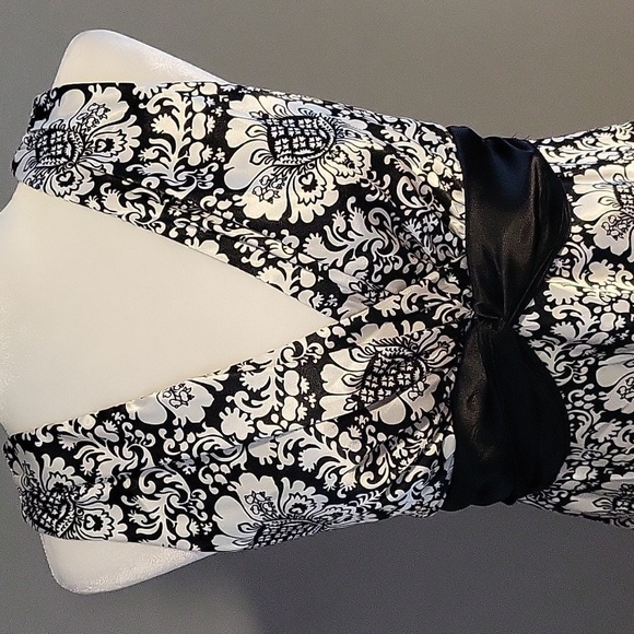 Rabbit Rabbit Rabbit VFront Tie Back Lined Satin-Like Polyester Midi Dress Sz 12 - Picture 4 of 8